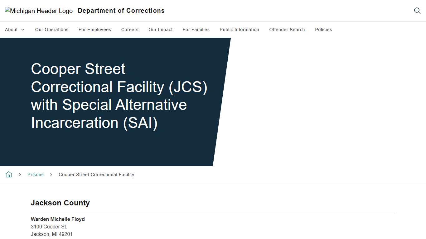 Cooper Street Correctional Facility (JCS) with Special Alternative Incarceration (SAI)